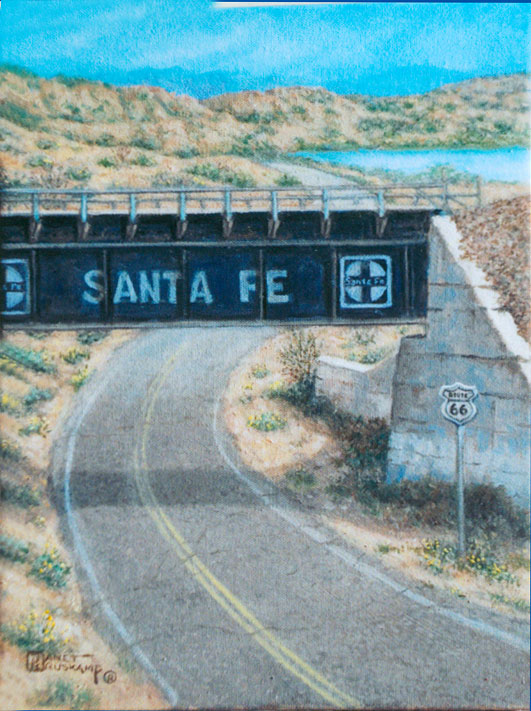 Canvas Santa Fe >> Janet Kruskamp's Santa Fe Railway, Rt 66 Original Oil Painting Canvas Santa Fe >> Janet Kruskamp's Santa Fe Railway, Rt 66 Original Oil Painting